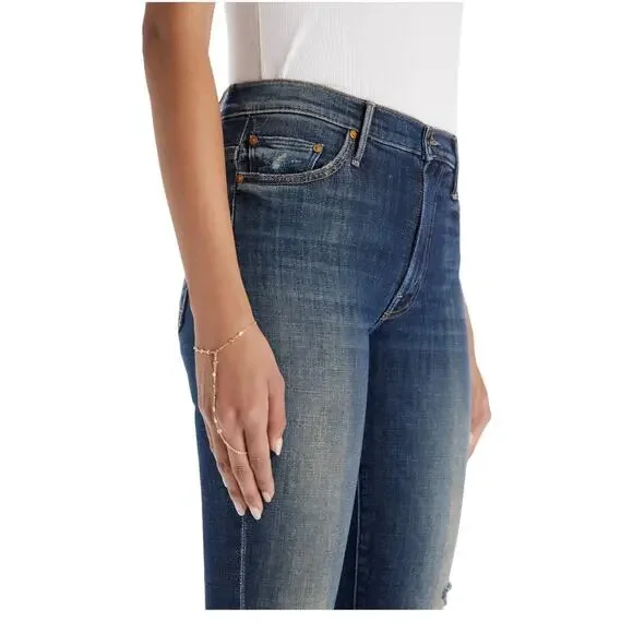 Mother Insider Crop Step Fray Distressed Wildflower Boot High Rise Jeans 26 - Picture 3 of 12